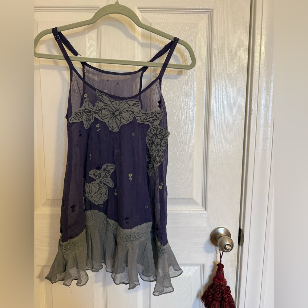100% Silk Sheer Floral Top